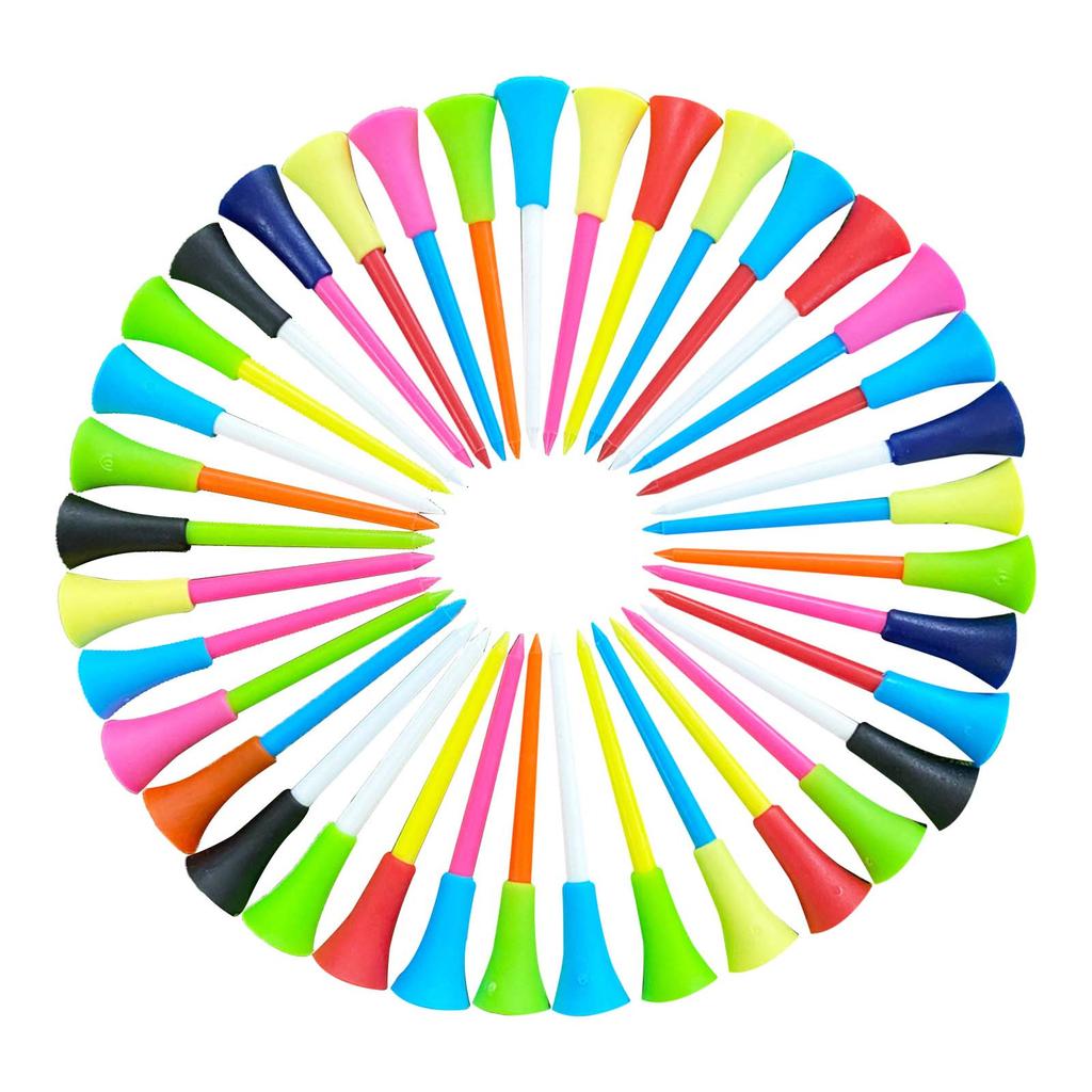 50Pcs 83mm Golf Tees - Assorted Colors Durable Plastic Practice Tees for Golf Training, Driving Range & Course Accessories