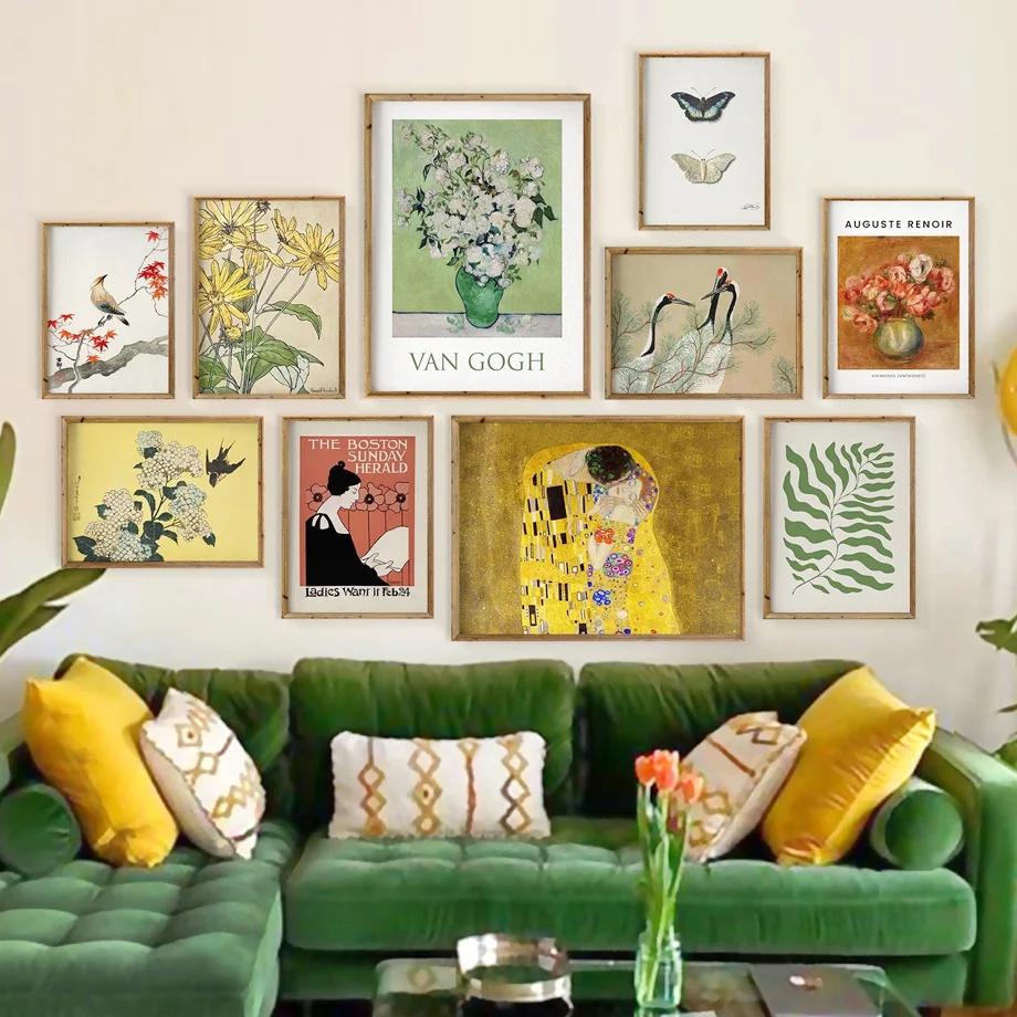 Gustav Klimt Vase Sunflowers Butterfly Vintage AbstractPainting Art Canvas  Posters And Prints Wall Pictures For Bedroom Decor