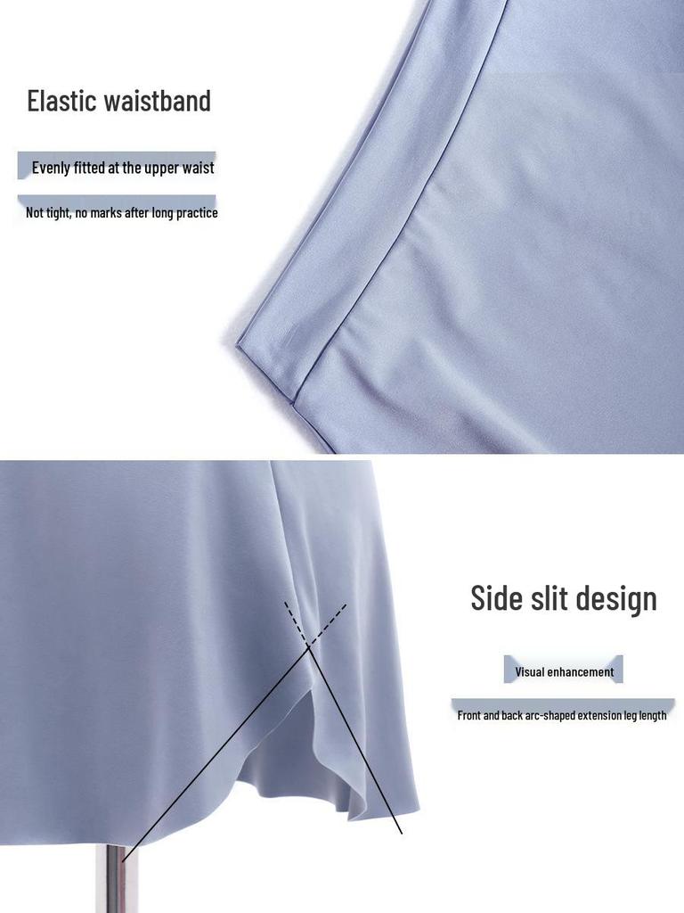 Adult Women's Ballet Dance Practice Slimming Half-Length Skirt with Side Slit