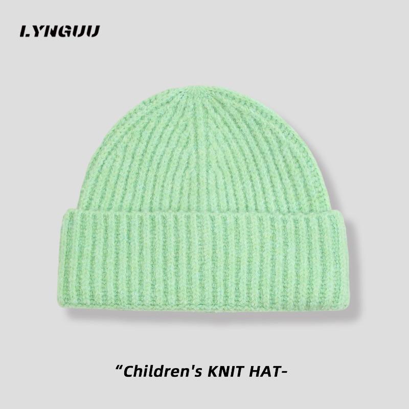 

Осінньо-зимова шапка з овечої вовни на світлій дошці, в язана вовняна шапка для чоловіків і жінок, потовщена тепла плюс багатоколірна холодна шапка світло-зелений колір