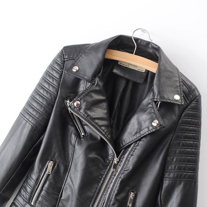 Damen Frauen Reißverschluss Kunstleder Jacke Punk Langarm Motorrad Bikerjacke Damen Frauen Reißverschluss Kunstleder Jacke Punk Langarm Motorrad Bikerjacke