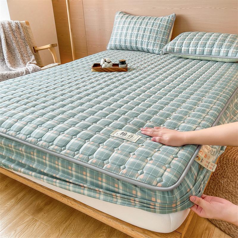 Unprinted Cotton Mattress Three-piece Set of Padded Cotton Thickened All-inclusive Simmons Mattress Protective Cover Non-slip