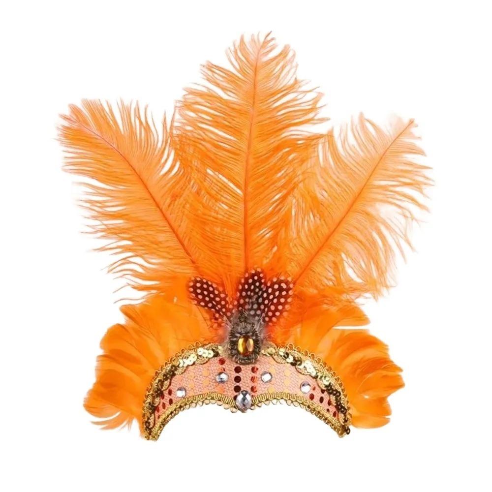 Exquisite Sequin Feather Headband Vintage Masquerade Hair Band  Dance Show