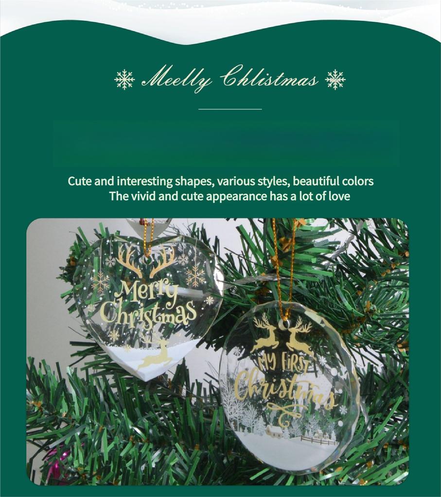 1pc-Christmas Tree Decorations - Transparent Double Sided Mini Decorations | Creative Christmas Decorations, Creative Pendants