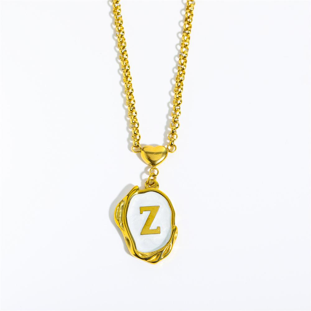 

Summer Beach Series Titanium Steel Wind 26 Letter Oil Drip Three-Dimensional Necklace 18K Gold Plated Color Retaining Sweater Chain