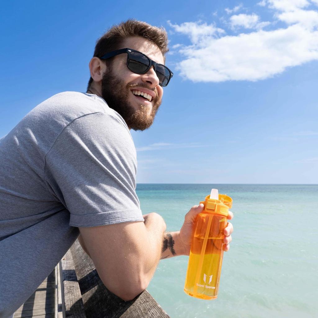 Super Sparrow Tritan Water Bottle 1L with Straw Leak-Proof BPA-Free Sports Bottle for Gym Travel Camping