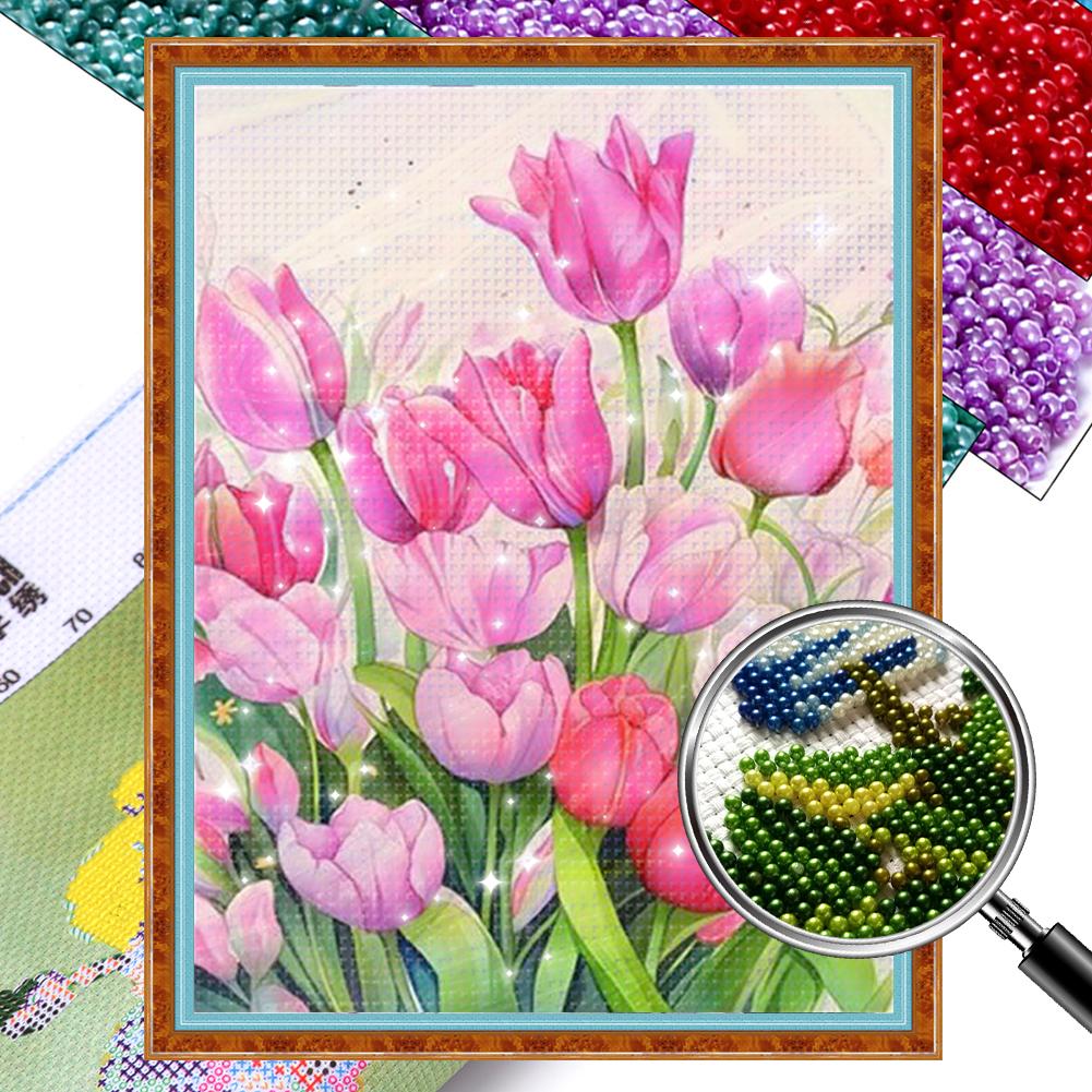 Kit de Cusătură în Cruce 11CT cu Flori, Imprimat cu Mărgele cu Broderie Completă, Decor de Artă pentru Casă