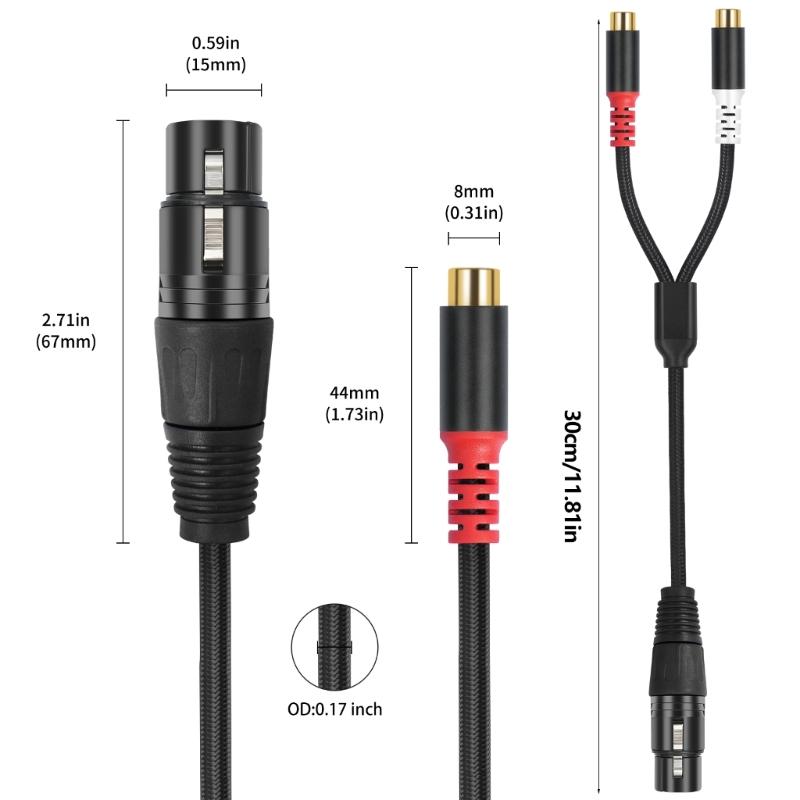 2RCA Male to XLR Female Splitter Patching Cord XLR to 2RCA Stereo Microphone Cord XLR to 2RCA Cable Equipment