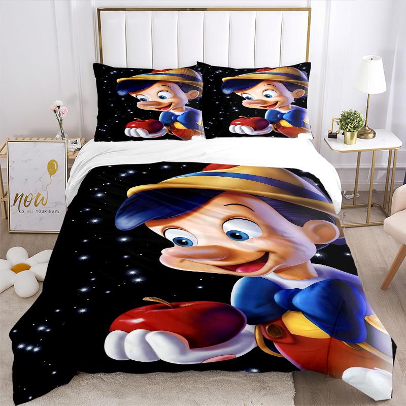 3pcs Pinocchio Character Quilt Cover Set - Soft & Comfortable Polyester Fabric, All-Season Breathable Comforter Set For 1 Quilt Cover & 2 Pillowc