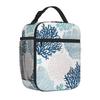 Blau Weiß Ozean Koralle Isolierte Brotdose Wiederverwendbare Thermische Lunchtasche Mahlzeit Tragbarer Behälter Tragetasche für Damen Arbeit Picknick Reise