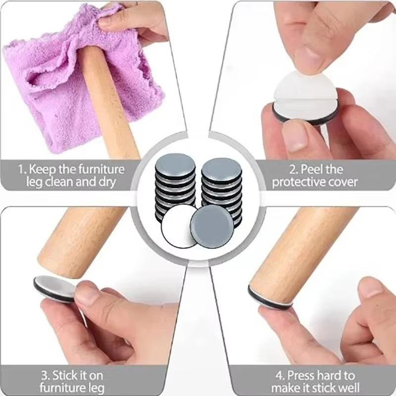 80-4PCS Self-Adhesive Furniture Glides Self Adhesive Chair Leg Slider Bumper Pad Anti-abrasion Floor Protector Applian Sliders