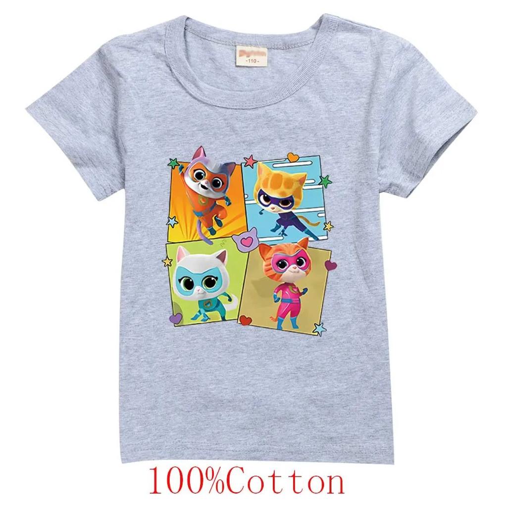 Game Super Cat Costume Kids SuperKitties T Shirt Baby Girls Summer Clothes Toddler Boys Cotton Tshirt Children Short Sleeve Tops