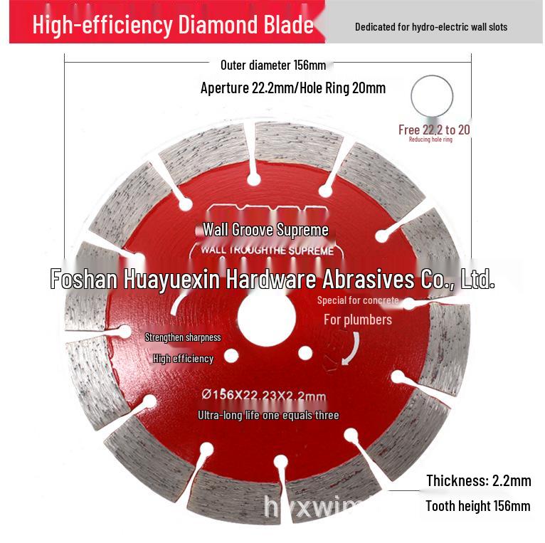 6-Inch Diamond Cutting Blade for Marble, Concrete & Stone - 156mm Wall Grooving Reinforced Sharpness