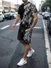 2024 New Summer Fashion Animal Print Suit Black and White Tiger 3D Pattern Outdoor Street Shooting Sportswear Men's Casual Wear