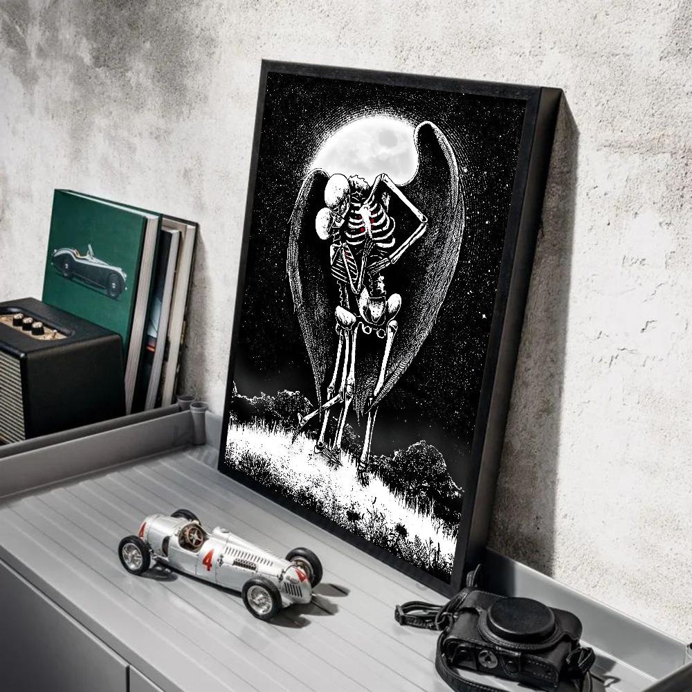 1pc Simple Skull Love Married In Love Poster Stickers Art Wall Murals Decor Game Room Decor Gifts Kawaii HD Painting Cat Cars