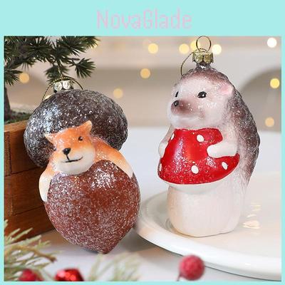 Christmas Tree Decor Squirrel Hedgehog Theme Plastic Ornament For Holiday Celebration
