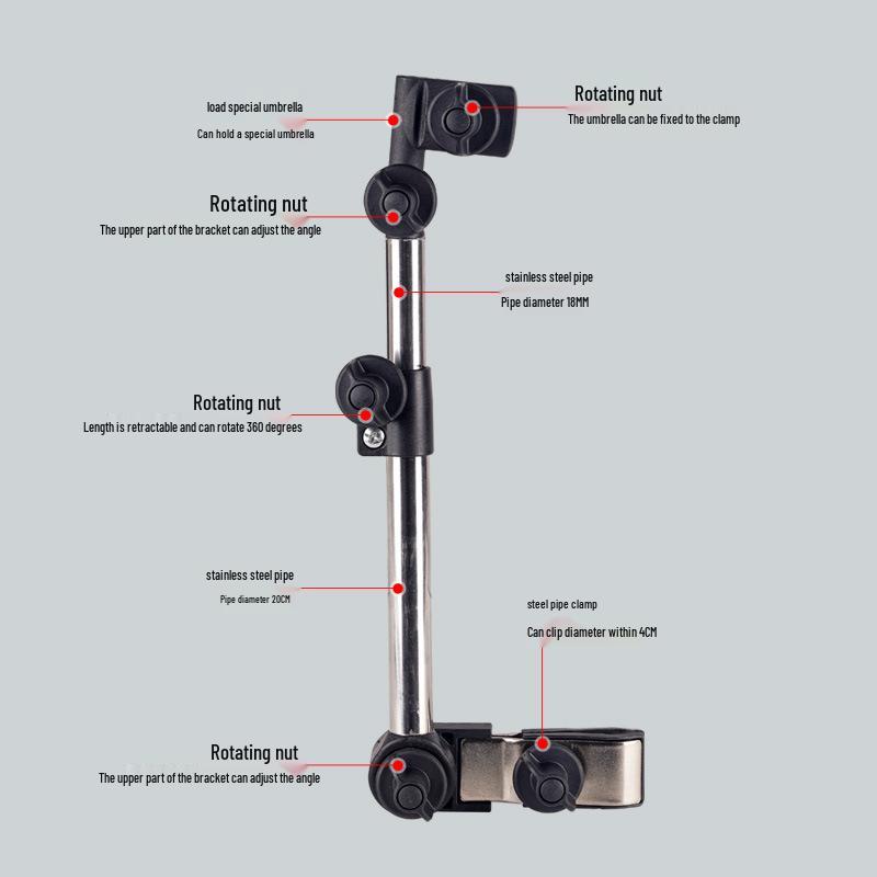 Detachable Stroller Umbrella Clip and Sunshade Support Bracket