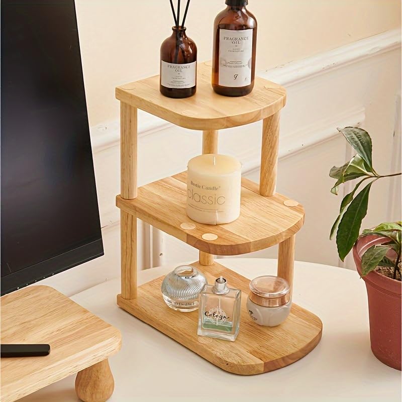

Desk Desk Tabletop Rustic Wooden Storage Rack Perfect for Cosmetics Craft Ideal for Home Office Decoration Rack, Storage, Rack, Multi-Tier - & коричневий