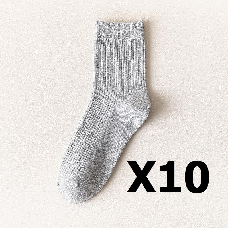 

5/10 пар мужских хлопковых носков в вертикальную полоску, дышащие носки до середины голени, деловые спортивные носки one size серый