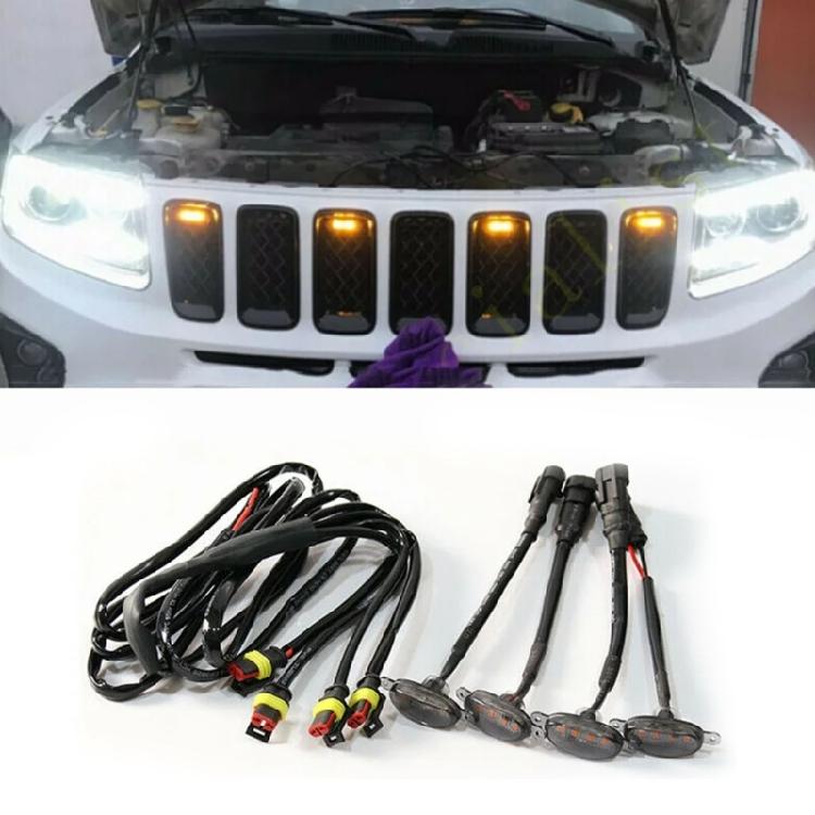 Universal Front Grill Running Lights Yellow Amber Lens 12V Waterproof 4Pcs Daytime Running Grill Light