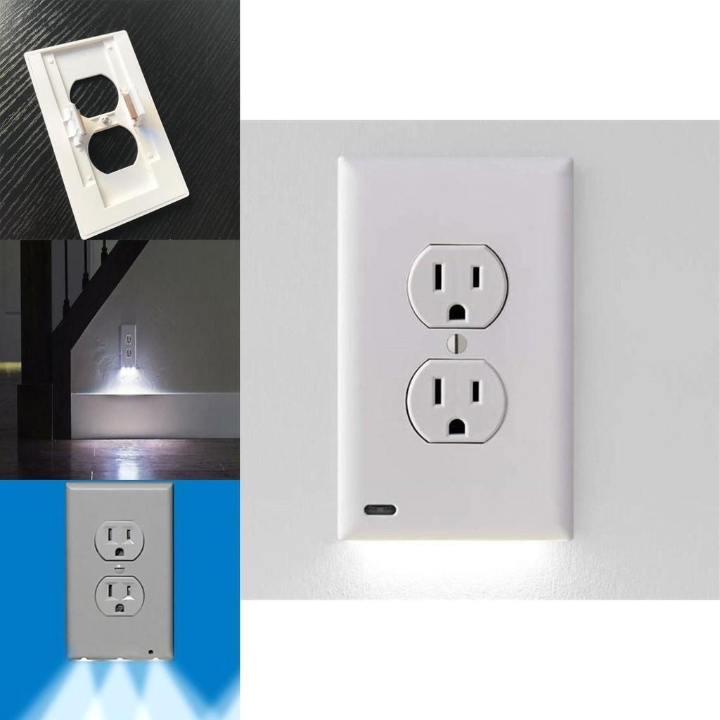 Versatile Wall Outlet Cover Socket Plate With Led Night Light Sensor For Safe Use