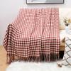 Houndstooth Tassel Woolen Blanket Summer Thin Air Conditioning Blankets For Office Living Room Sofa Cozy Nap Cushion Shawl