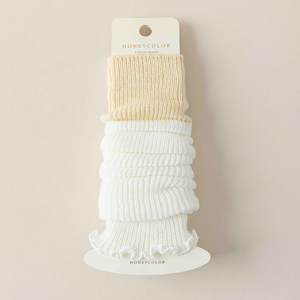 Color-Blocked Sock Covers Stacked Warm Knitted Calf Socks Gray Gray White Leg Cover Flared Sheath