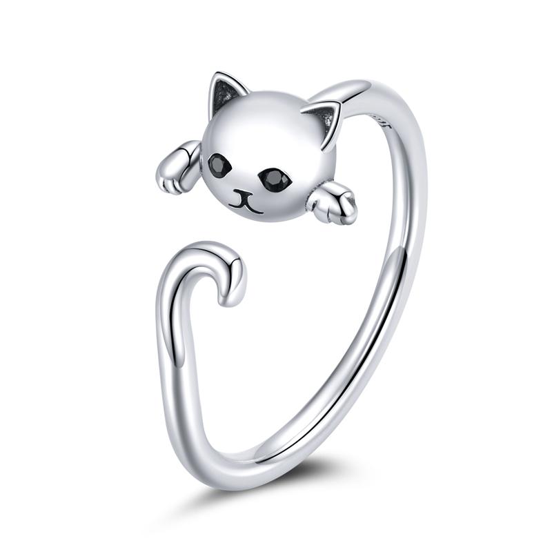 WOSTU Adjustable Rings Real 925 Silver Stackable Engagement Zircon Open Size Rings For Women Female Original Jewelry
