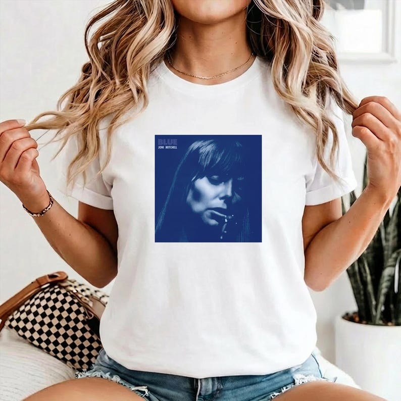 

Joni Mitchell Blue Album T-Shirt 70s Folk Music Graphic Tee Vintage Singer Songwriter T Shirt Music Lover Gift Comfort Colors Unisex T-Shirt L