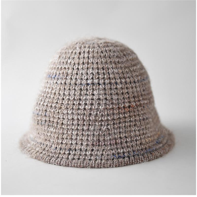 Autumn Winter Korean Thread Knitted Basin Hat Women'S Simple Casual Plain Warm Ear Protection And Windproof Wool Bucket Hat