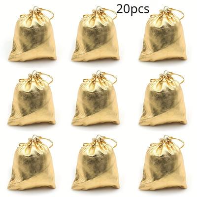 20pcs Golden Drawstring Jewelry, Cultural Toys, Jewelry Packaging Bags, Jewelry Packaging Bags, Gold and Silver Bags, Gift Bags