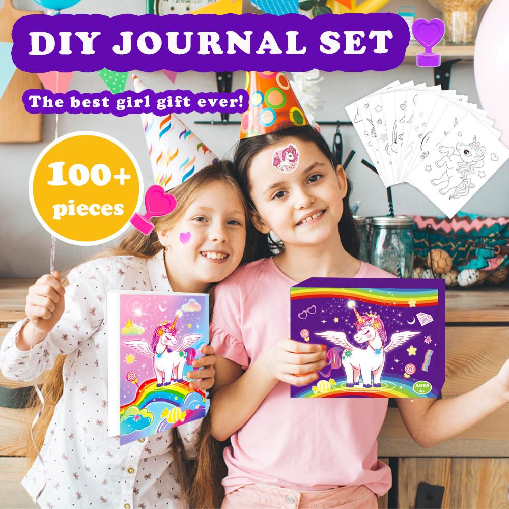 Unicorn Diary Set For Girls With Stickers And Craft Supplies For Creative Journaling