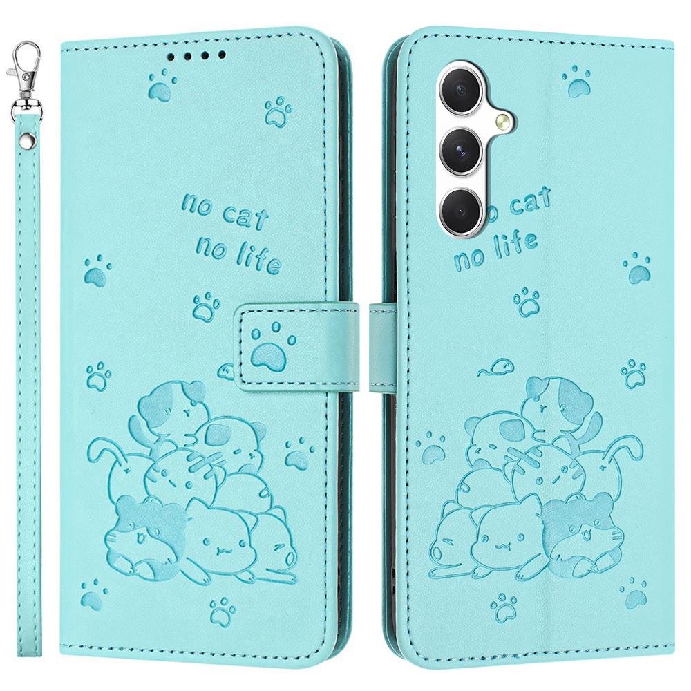 Pro Samsung Galaxy S25 FE Peněženkové pouzdro Kočky Vytištěný Kožený Kryt na Telefon s Poutkem