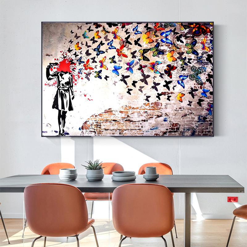 Abstract Street Art Canvas Painting My Butterfly Life Art Decoration Painting Wall Art Posters Wall Decor No Frame