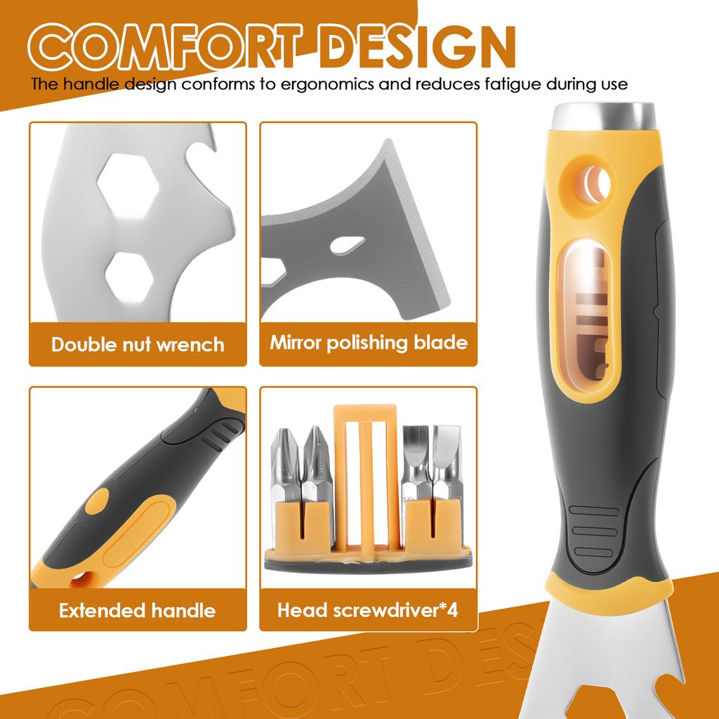 15 In 1 Multi Use Putty Knife Stainless Steel Paint Scraper Removal Construction Tool For Wallpaper Can Opener Home DIY Tool