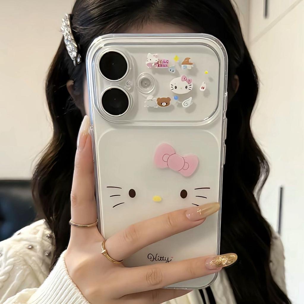 Cute big face kt suitable for Apple 17Promax large window mobile phone case IP16/15/14 cartoon 13 matte 12