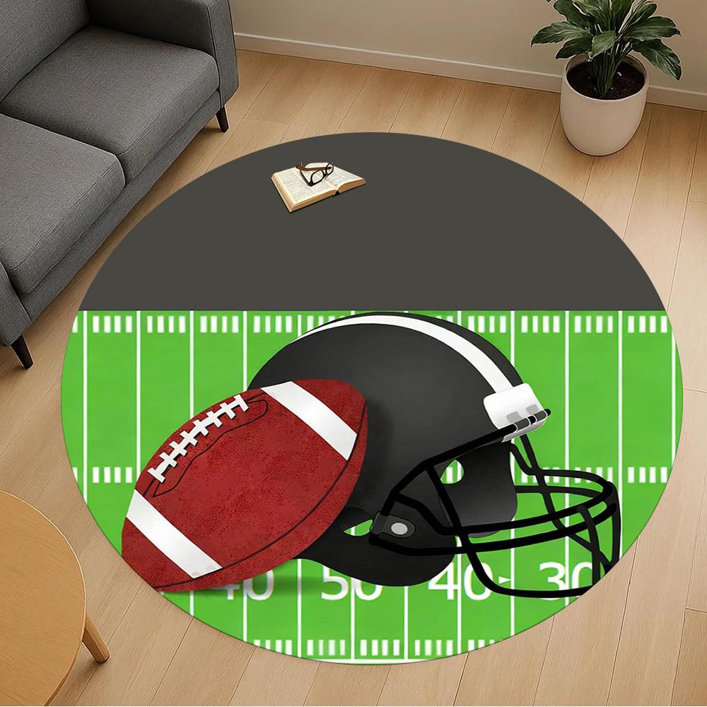 1PC football helmet Office Round Area Rug, Under Office Chairs Bedroom Living Room Home Decor,Carpet for Office, -1110251