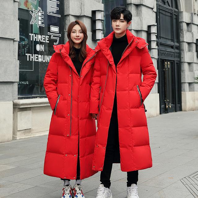 New  Winter Cold Resistant Down Jacket -30 High Quality Men s Women X-Long Winter Warm Fashion Overcoat S-5XL S
