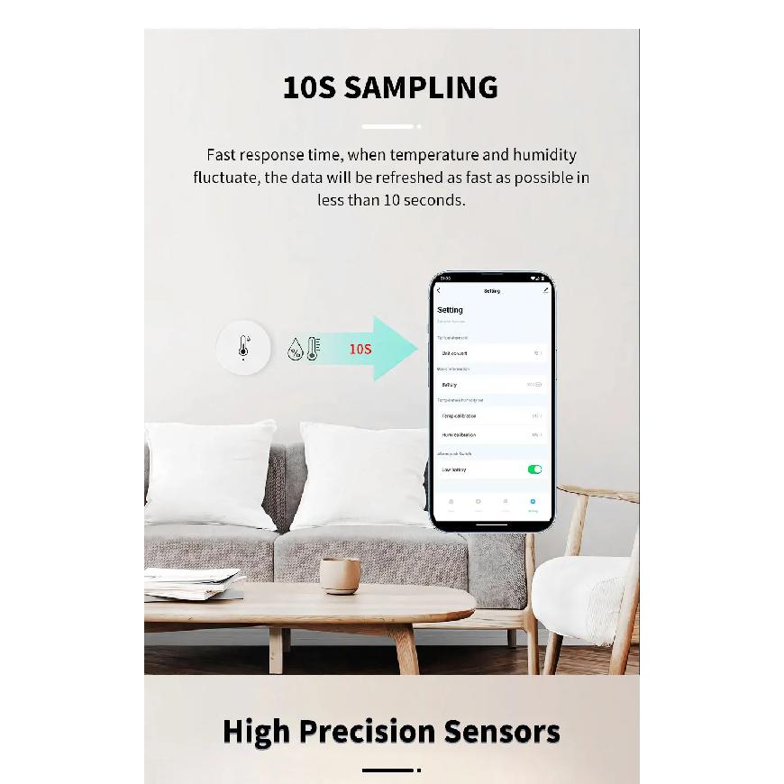 Tuya ZigBee Real Time Temperature And Humidity Sensor Work With Alexa Google Home Smart Home Smart Life/Tuya Smart App Control