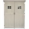 Wooden Garden Shed with Two Windows, Tool Storage Cabinet, Outdoor Double Door Organizer 127.5L X 50W X 164H Cm, Grey