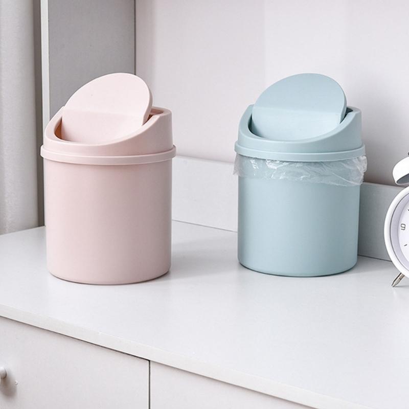 Lixeira Portátil Pequena de Mesa com Tampa sem Odor para Sala de Estar, Quarto, Escritório, Mesa de Leitura, Organização