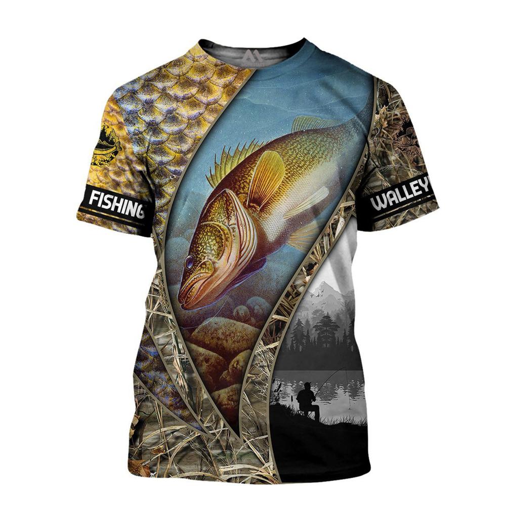 Vintage T Shirt for Mens Fishing 3D Print Outdoor Sports Short Sleeve Top Casual Man's T-Shirt Loose Tee Graphic Men Clothing