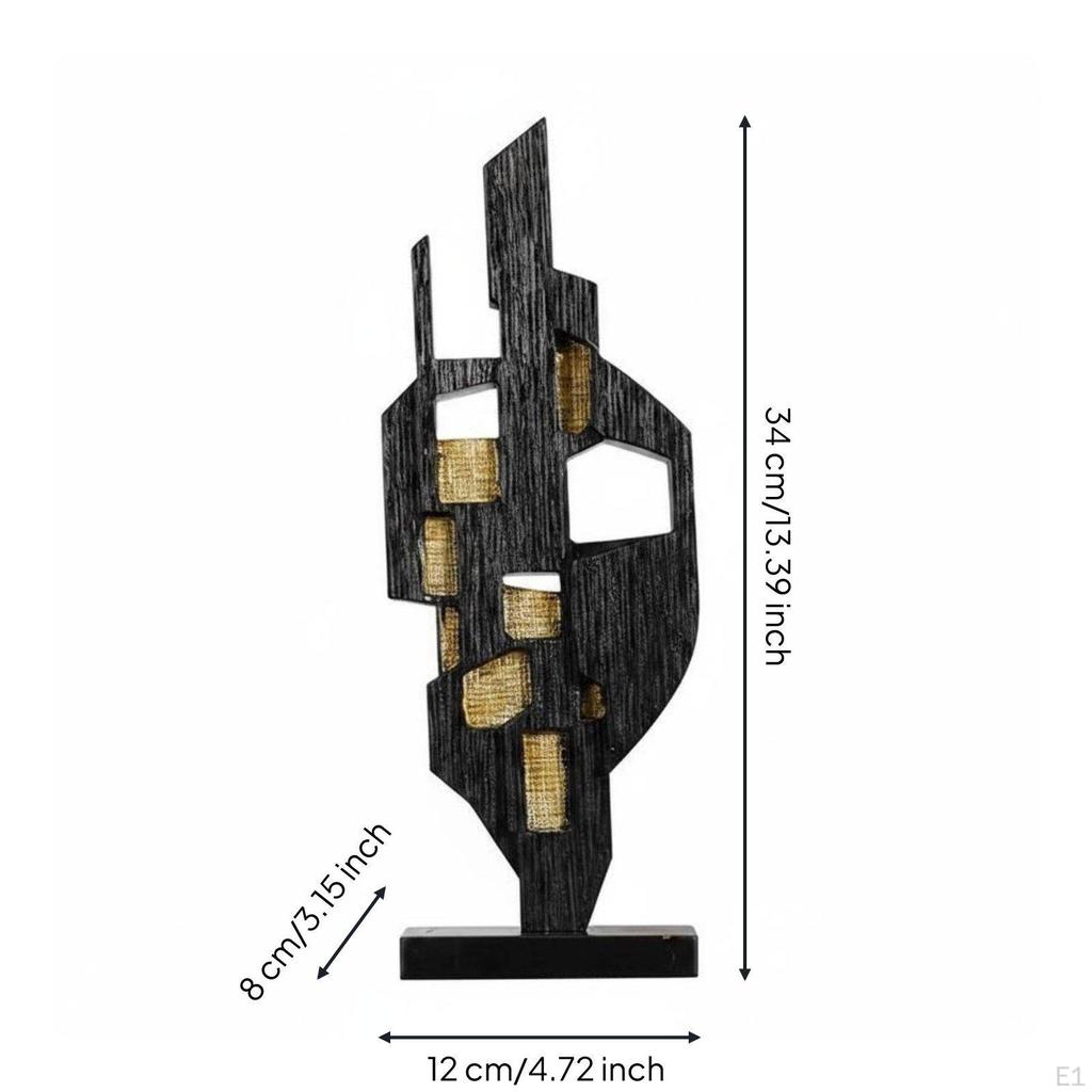 Black Sculpture Decor Luxury Look Abstract Geometric Artistic Design Modern