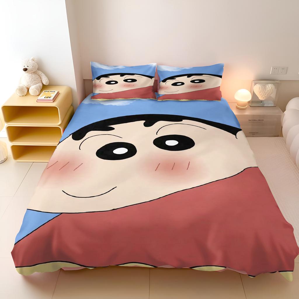Crayon Shin-Chan 3-Piece Children'S Bedroom Set - Duvet Cover & Co-Branded Mattress Bedding With Printed Design For Kids Home