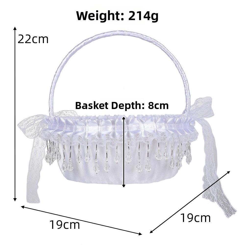 Handheld Flower Girl Basket White Wedding Decoration Basket Lace Flower Basket  Party Home Decor