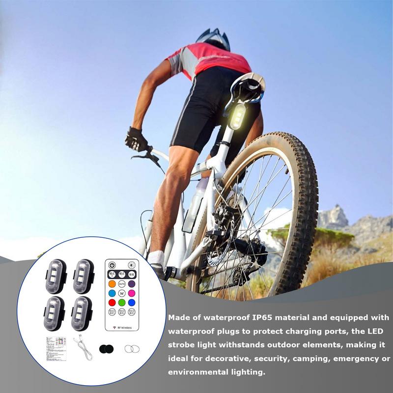 Motorcycle Flashing Lights Multi-Mode USB Rechargeable Flashing Lights Colorful Motorcycle Light Remote Control Car Lights For United States