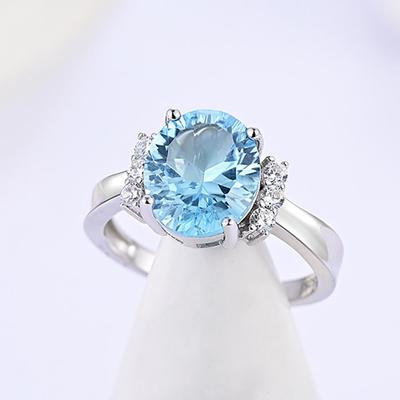 Anello di Design di Lusso Leggero Pietra di Nascita di Novembre Taglio Speciale Topazio Blu Naturale Gioielli in Argento per Donne Regali per Anniversario e Banchetto