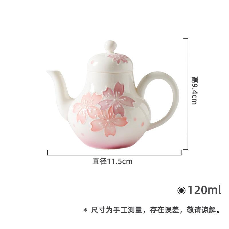 Jade Clay Arita Porcelain Cherry Blossom Teapot Ancient Tea Infuser Pot Tea Soaking Kettle with Strainer TeaCups Tea Lid Set