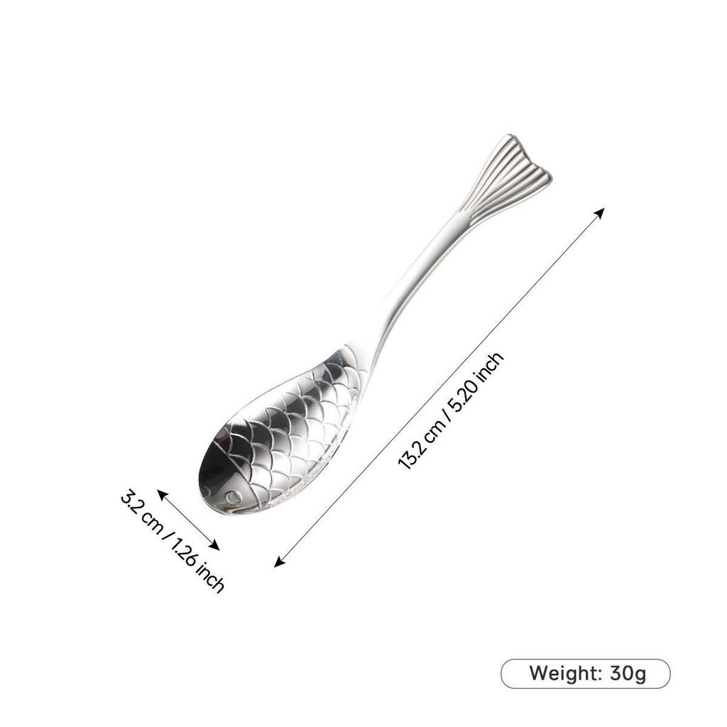 Gold-Plated 304 Stainless Steel Spoon - Creative Cartoon Fish Design, Perfect for Soup, Dessert, Rice, Stirring, and Teaspoon Uses.