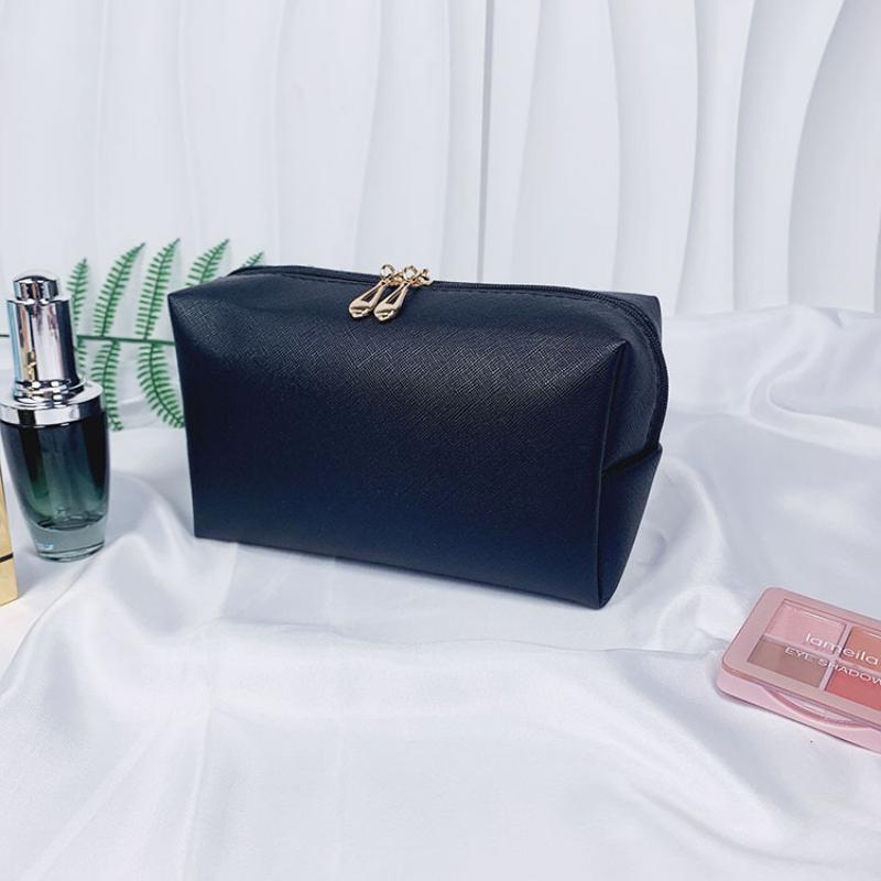 Dopaminová kožená kosmetická taška na úschovu make-upu, osmihranná malá čtvercová taška, jednoduchá jednobarevná dárková kosmetická taška